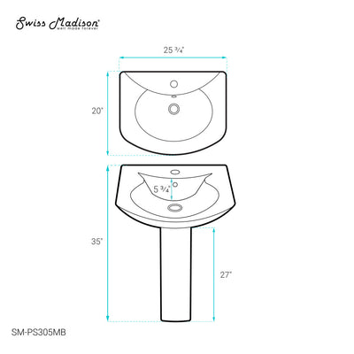 Chateau Two-Piece Round Pedestal Sink in Matte Black