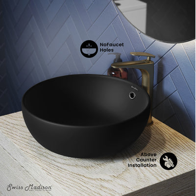 Sublime 17” Round Vessel Sink in Matte Black