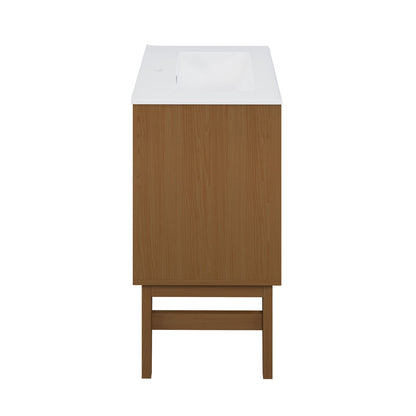 Bosse 24" Freestanding Bathroom Vanity in Brown Oak with Sink Top