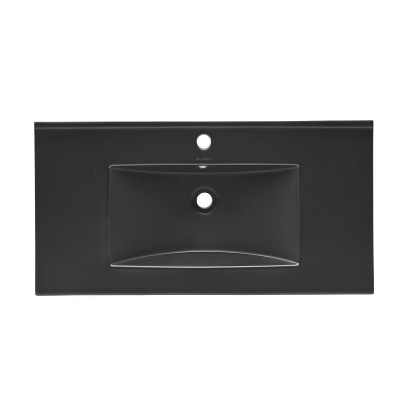 36" Ceramic Vanity Top with Single Faucet Hole in Matte Black