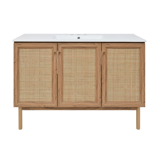 Classe 48" Freestanding Bathroom Vanity in Golden Oak with 3-Hole Widespread Sink Top