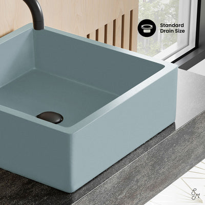 Lisse 15.5" Concrete Square Vessel Sink in Matte Powder Blue