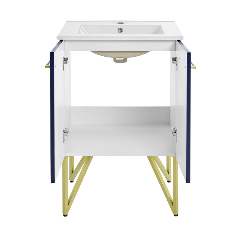 Annecy 24" Freestanding Bathroom Vanity in Navy Blue with Sink Top
