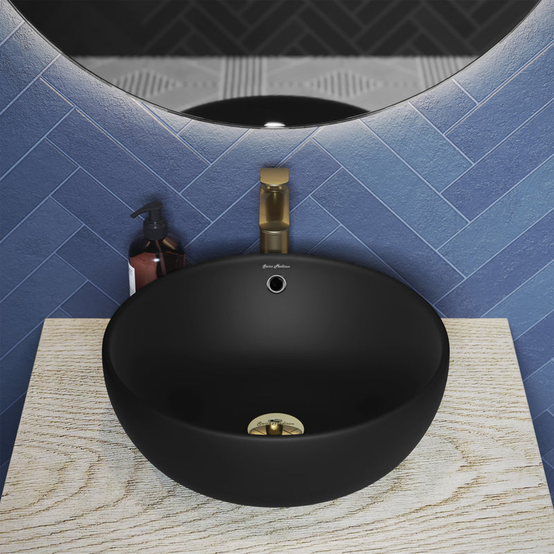 Sublime 17” Round Vessel Sink in Matte Black