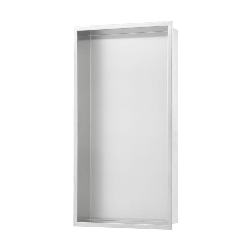 Voltaire 12" x 24" Stainless Steel Single Shelf Wall Niche in Matte Chrome