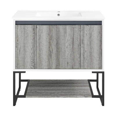 Marseille 36" Freestanding Bathroom Vanity in Gray Oak with Sink Top