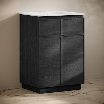 St. Tropez 24" Freestanding Bathroom Vanity in Black Oak with 3-Hole Widespread Sink Top