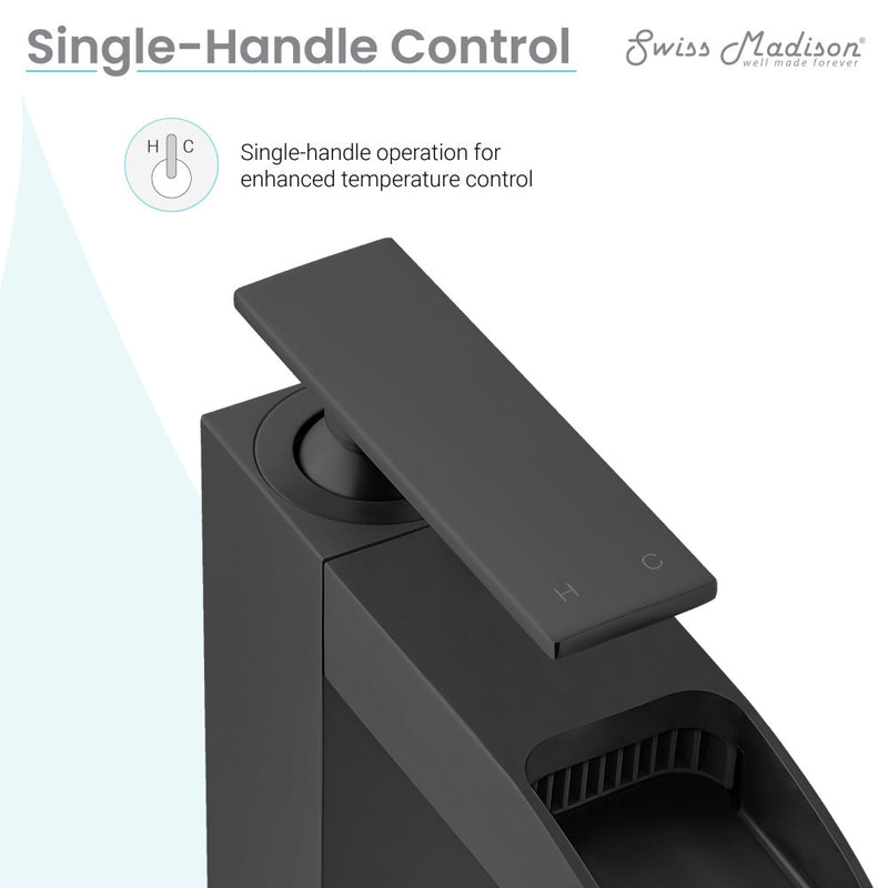 Concorde Single Hole, Single-Handle, Waterfall Bathroom Faucet in Matte Black