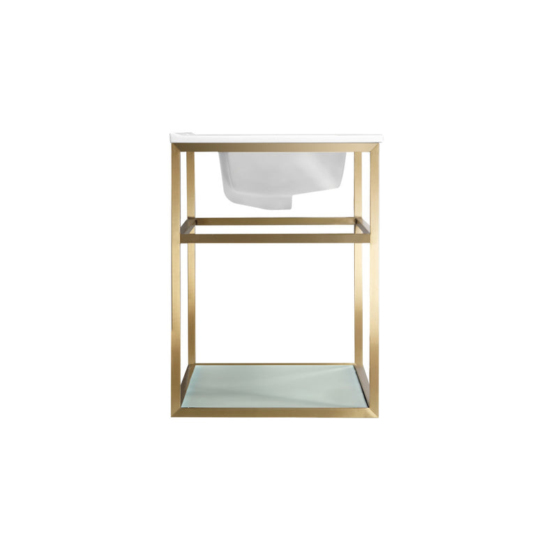 Pierre 24 Single, Open Shelf, Gold Metal Frame Bathroom Vanity