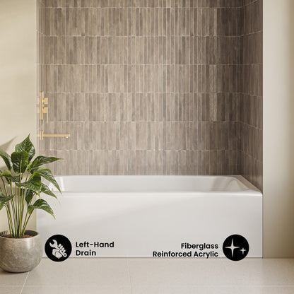 Voltaire 60 x 32 x 18 Skirted Left Drain Soaking Apron Bathtub in Glossy White