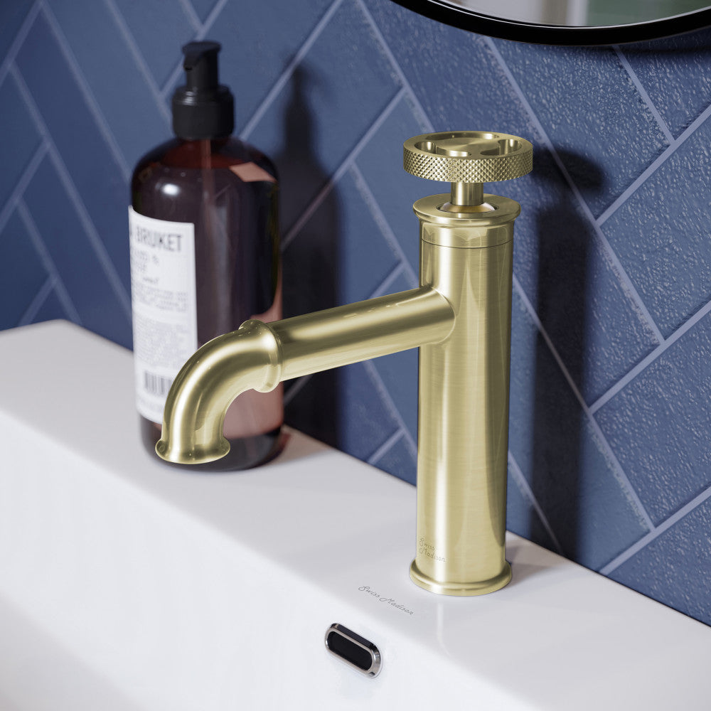 Avallon Single Hole, Single-Handle Wheel, Bathroom Faucet in Brushed Gold
