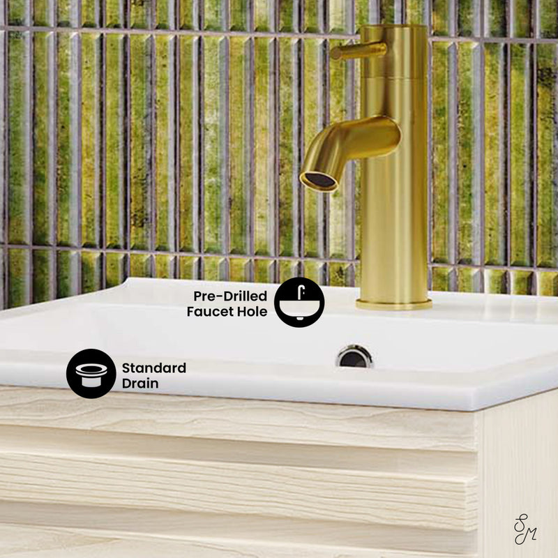 Cascade 18" Freestanding Bathroom Vanity in White Oak with Sink Top