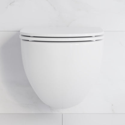 St. Tropez Wall-Hung Toilet Bundle 0.8/1.6 GPF Dual Flush in Glossy White with Brass Flush Plate
