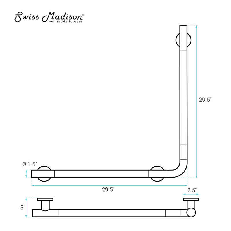 Auvergne 30" x 30" Grab Bar in Matte Black