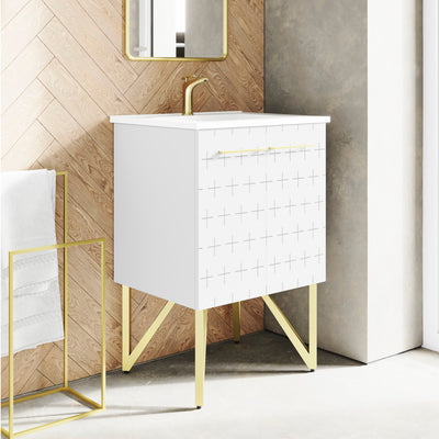 Annecy 24" Freestanding Bathroom Vanity in Galaxy White with Sink Top