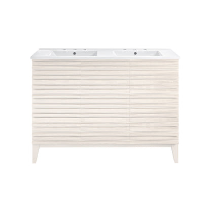 Cascade 48" Freestanding Bathroom Vanity in White Oak with 3-Hole Widespread Double Basin Sink Top