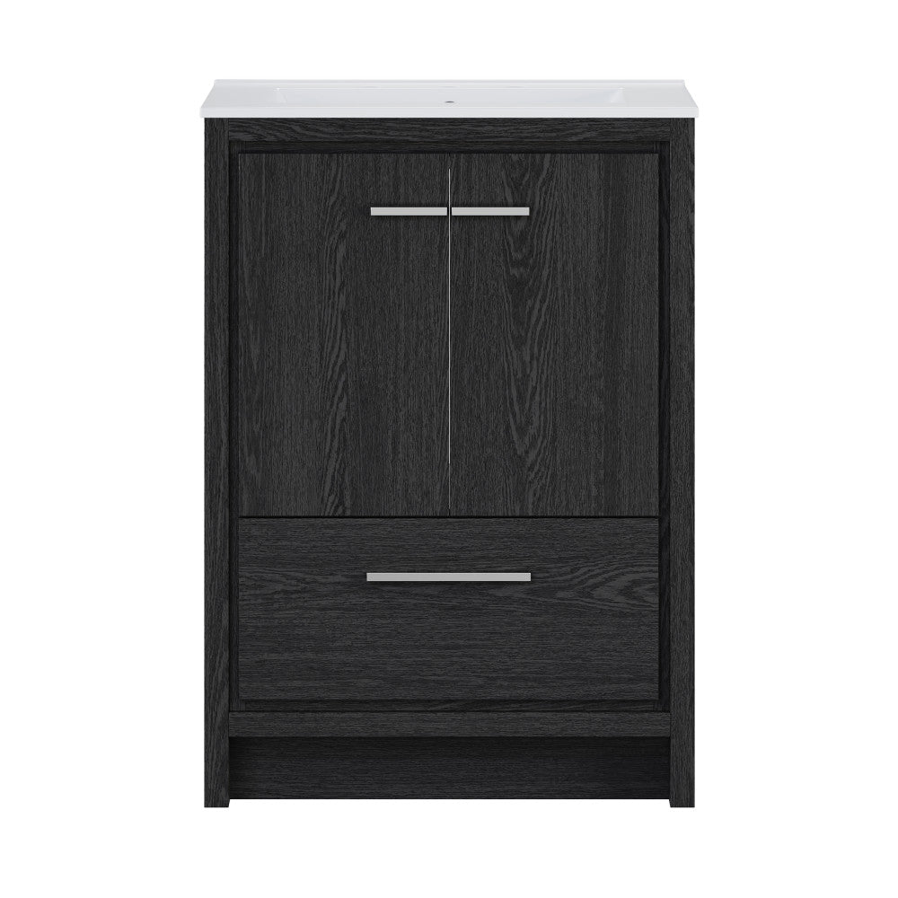 Virage 24" Freestanding Bathroom Vanity in Black Oak with 3-Hole Widespread Sink Top