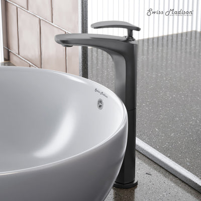 Sublime Single Hole, Single-Handle, High Arc Bathroom Faucet in Gunmetal Gray