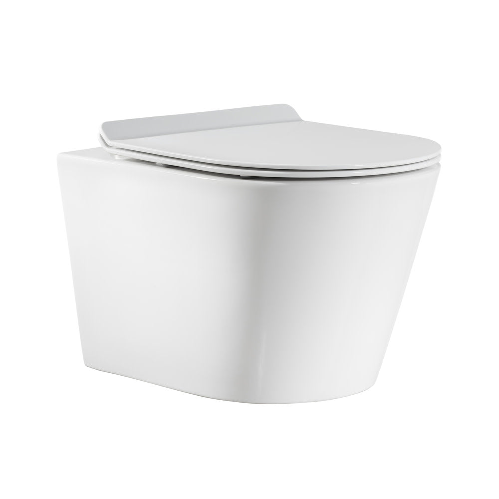 Calice Wall-Hung Toilet Bundle 0.8/1.6 GPF Dual Flush in Glossy White with Flush Plate