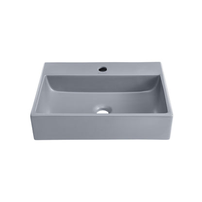 Claire 20"  Rectangle Ceramic Vessel Sink in Matte Gray