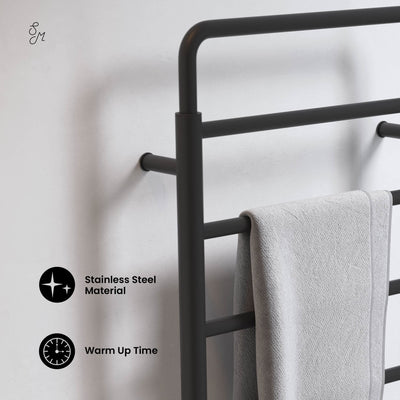 Ivy 8-Bar Electric Towel Warmer in Matte Black