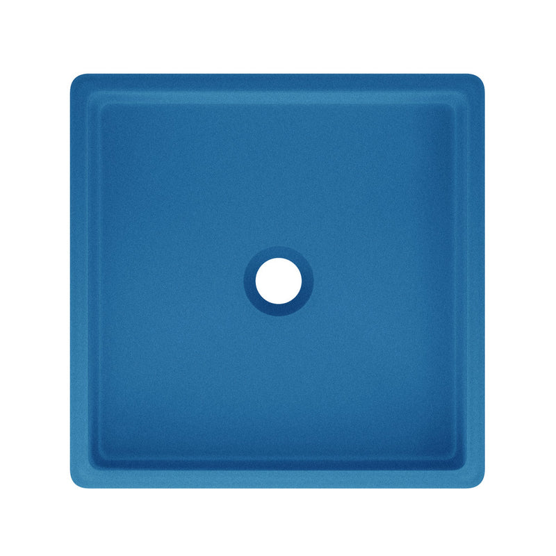 Lisse 15.5" Concrete Square Vessel Sink in Ocean Blue