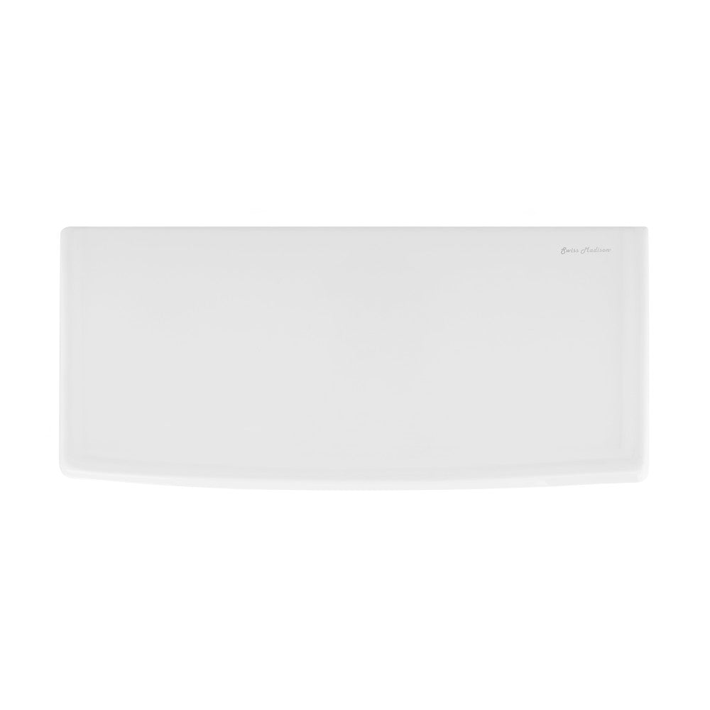 White rectangular Voltaire toilet tank lid, smooth flat design, replacement part.