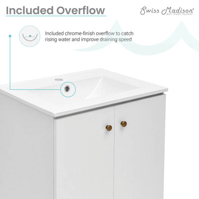 Manoir 24" Freestanding Bathroom Vanity in White with Sink Top