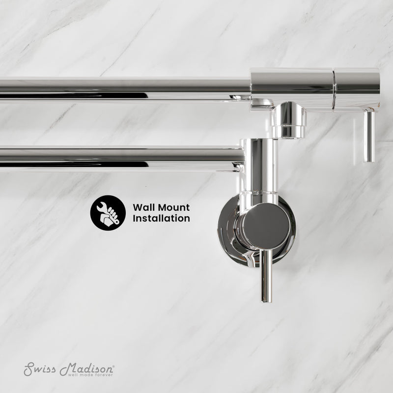 Ivy Retractable Wall-Mounted Pot Filler in Chrome