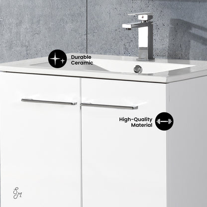 Annecy 24" Freestanding Bathroom Vanity in White with Sink Top