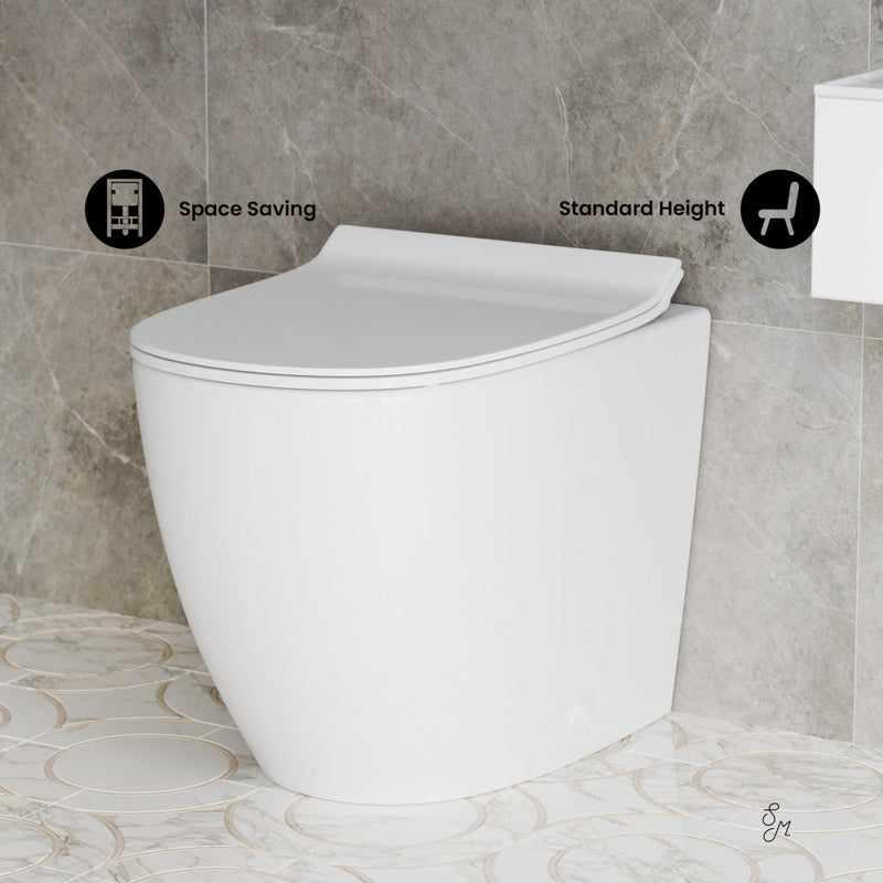 St. Tropez Back to Wall Concealed Tank Toilet Bowl Bundle in Glossy White