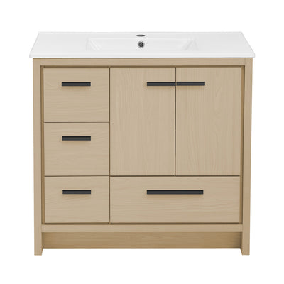 Virage 36" Freestanding Bathroom Vanity in Natural Oak with Sink Top