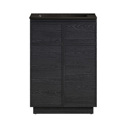St. Tropez 24" Freestanding Bathroom Vanity in Black Oak with Black 3-Hole Widespread Sink Top