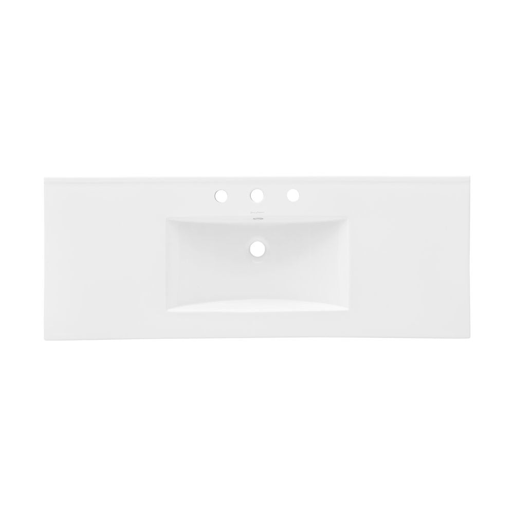 48" 3-Hole Widespread Vanity Sink Top in Glossy White