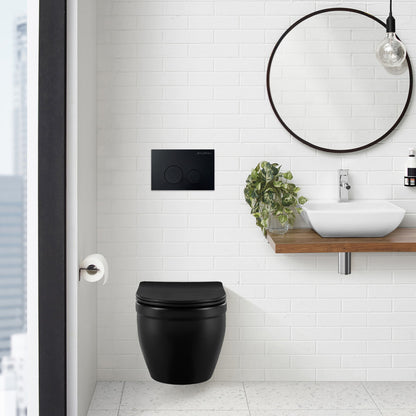 Monaco Wall Mount Dual Flush Actuator plate in Matte Black