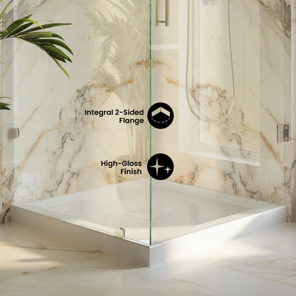 Carlton Marquette 34 x 34 Shower Pan Base with Center Drain in Glossy White