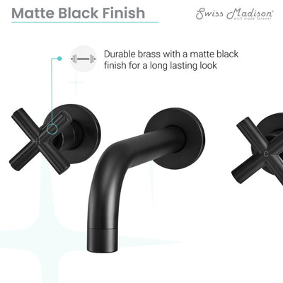 Ivy Double-Cross Handle Valve, Wall-Mount, Bathroom Faucet in Matte Black