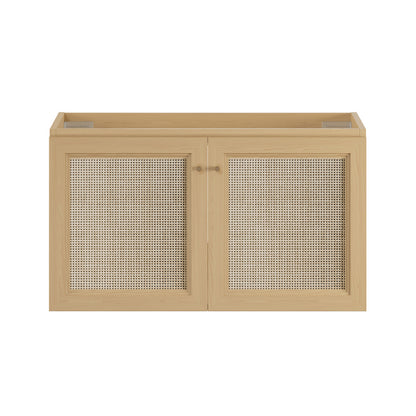 Classe 36" Wall-Mounted Bathroom Vanity in Natural Oak without Sink Top