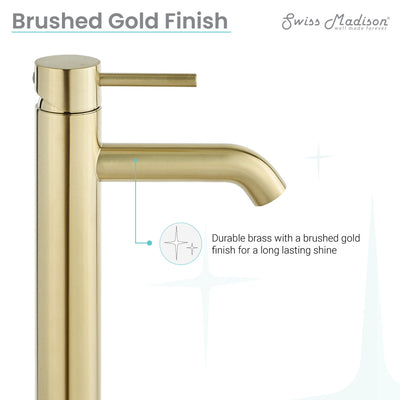 Ivy Single Hole, Single-Handle, High Arc Bathroom Faucet in Brushed Gold