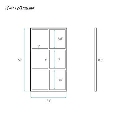 Virage 34 x 58 Framed Fixed 3/8 in. (10mm) Clear Tempered Glass Tub Door with Black Matte Frame