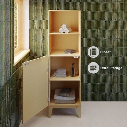 Cascade 17 x 17 x 60 Freestanding Linen Cabinet in Natural Oak