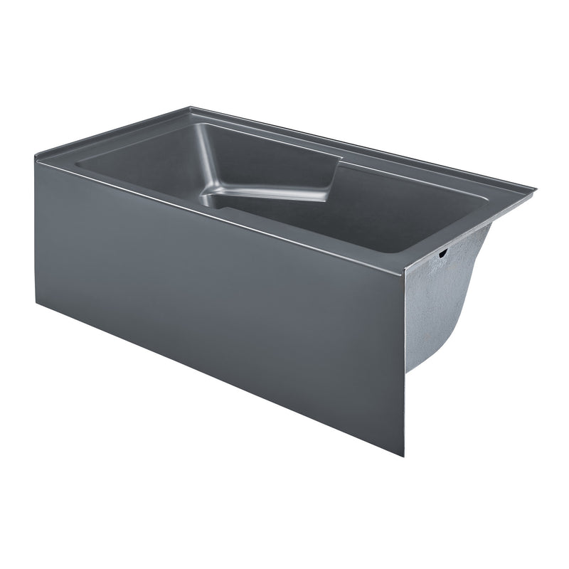 Voltaire 60" x 32" Right-Hand Drain Alcove Bathtub with Apron and Armrest in Matte Grey