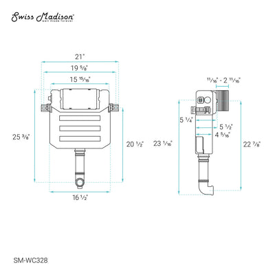 Fantome H Concealed Toilet Tank Carrier System with Top Flush for Back-to-Wall Toilet