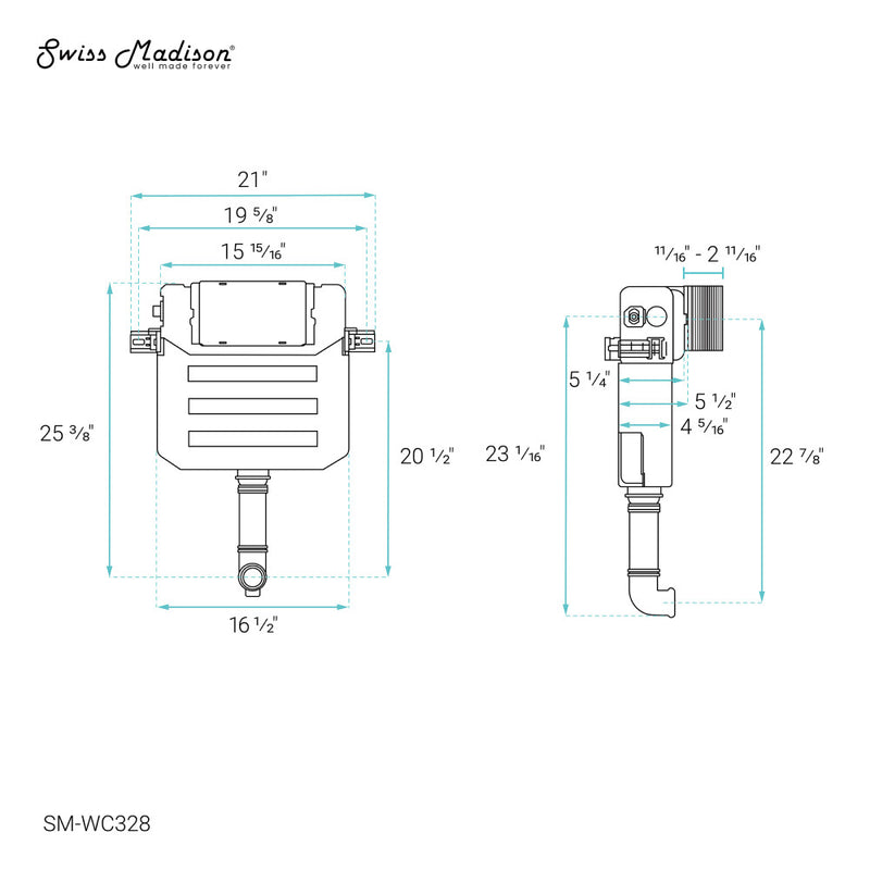 Fantome H Concealed Toilet Tank Carrier System with Top Flush for Back-to-Wall Toilet