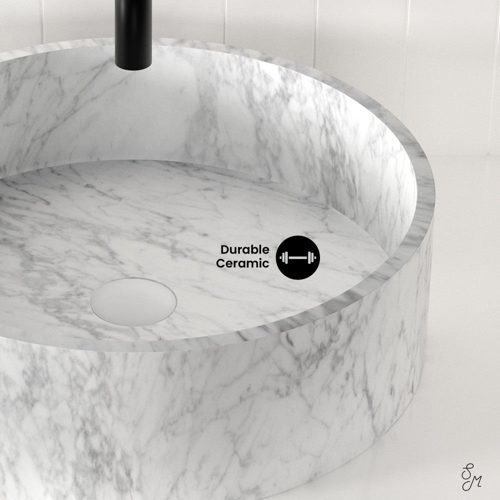 Monaco 17" Round Vessel Bathroom Sink in Marbled Gray