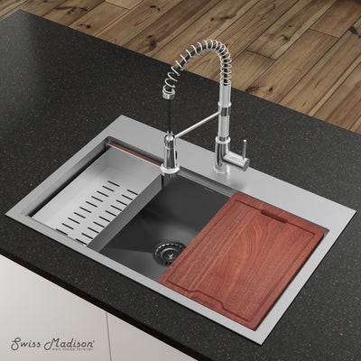 Ravi Single Basin 33 x 22 Topmount Kitchen Workstation Sink