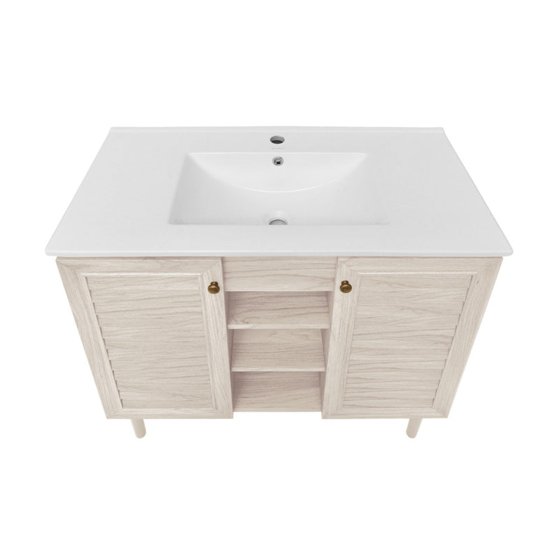 Bron 36" Freestanding Bathroom Vanity in White Oak with Sink Top