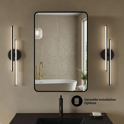 Pierre 20 x 30 Rectangle Recessed/Wall Mount Medicine Cabinet with Mirror in Matte Black