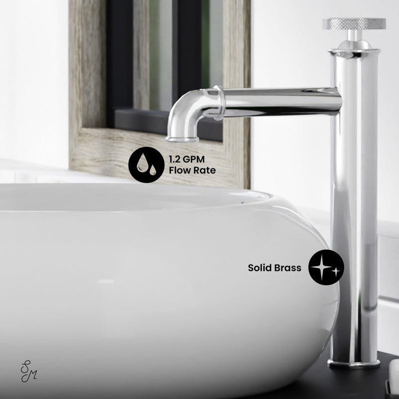 Avallon Single Hole, Single-Handle Wheel, High Arc Bathroom Faucet in Chrome