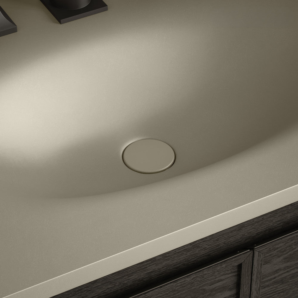Lisse Concrete Bathroom Sink Non-Overflow Pop Up Drain in Matte Taupe